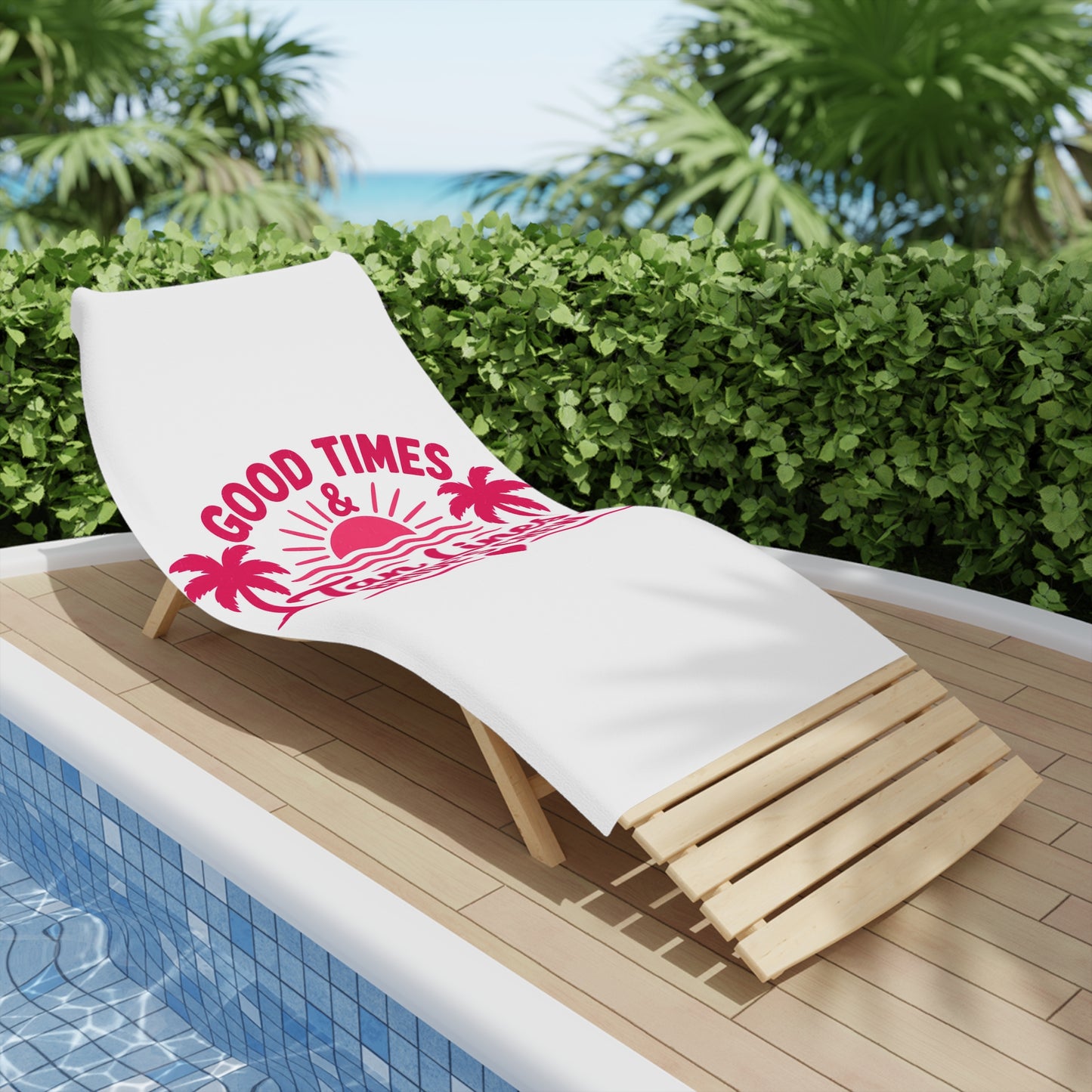 Bride's Crew Beach Towel — "Good Times & Tan Lines" Bachelorette Pool Tote-Ready Towel